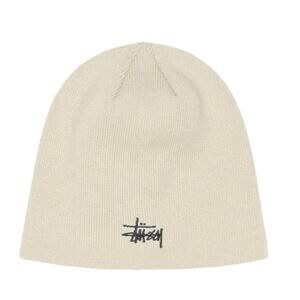 Stussy Basic Skullcap Beanie Hat Limestone Embroidered Stock Logo Streetwear NWT